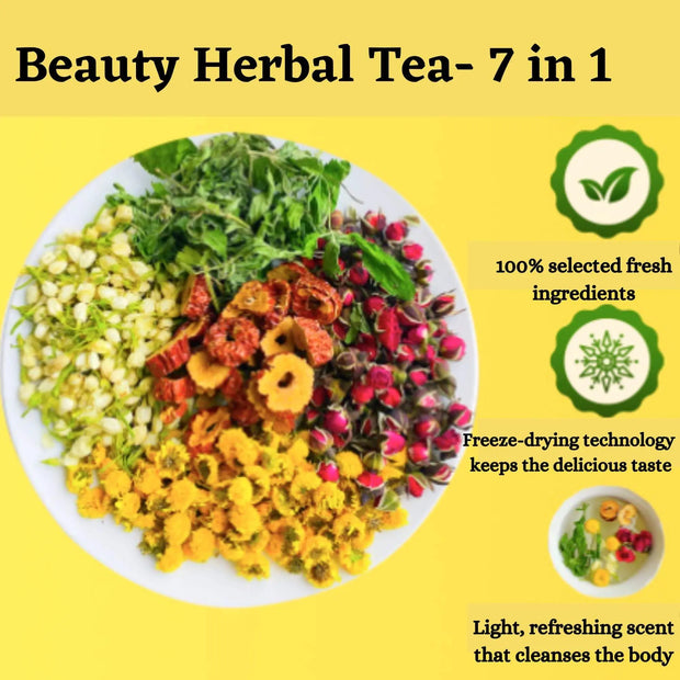 Beauty Herbal Tea 1-5-10 Bags | Asian Herb Tea | Tra Duong Nhan Detox tea - Great for Skincare, Tension Tamer, Cooling and Relaxing Inside, Boosting Your Immune System (10 small bags) Antioxidants