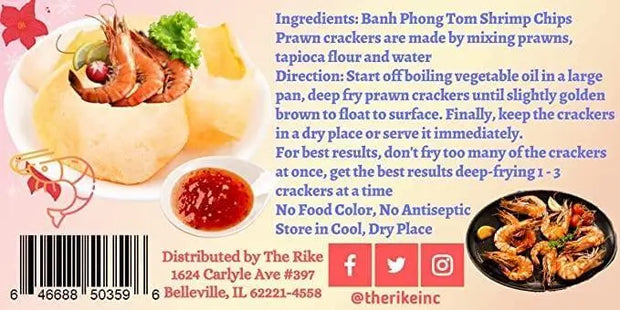 Banh Phong Tom Dac Biet Ca Mau (Shrimp Chips), Shrimp Puffs, Shrimp Snacks, Prawn Crackers (to cook), Quick Frying, for Adult and Child Vegan Snack and Cookies